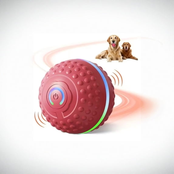 Jolly Ball for Dogs, Rechargeable Electric Bumpy Rolling Dog Ball with Intelligent Motion, Interactive Play, and Self-entertainment, Shaky Ball Toy for Dogs Pet, for Teeth Grinding, Red