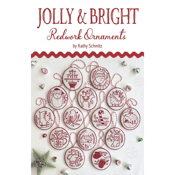 Jolly  Bright Redwork Ornaments Embroidery Pattern from Kathy Schmitz Studio