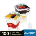 Jolly Chef Elegant Clear Hard Plastic 2oz Mini Square Dessert Cups with