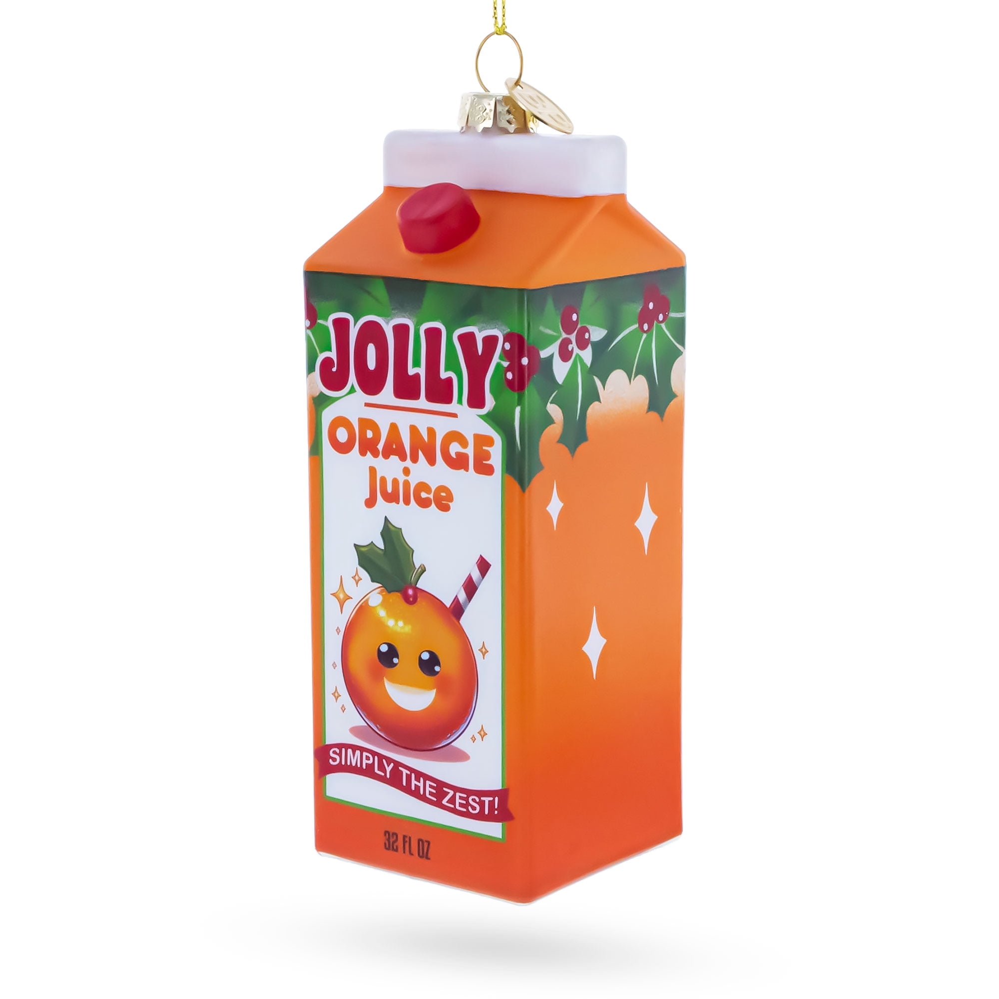 Santa Juice Box Jolly Christmas Orange Juice Box Glass Christmas Ornament - Walmart.com