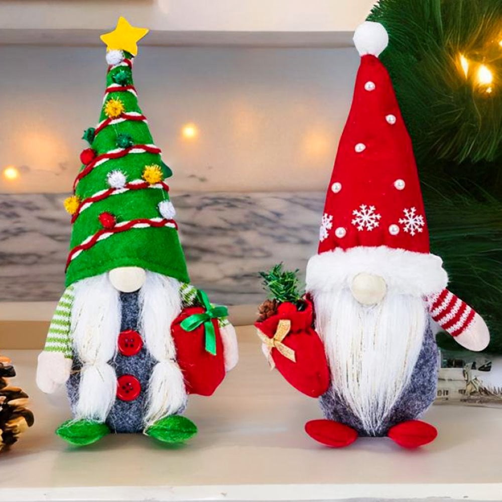 Jolly Companions Christmas Gnome Decor Set of Two, Plush Xmas Home ...