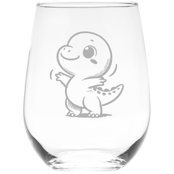 C&M Personal Gifts 17 oz Jolly Dinosaur Stemless Wine Glass