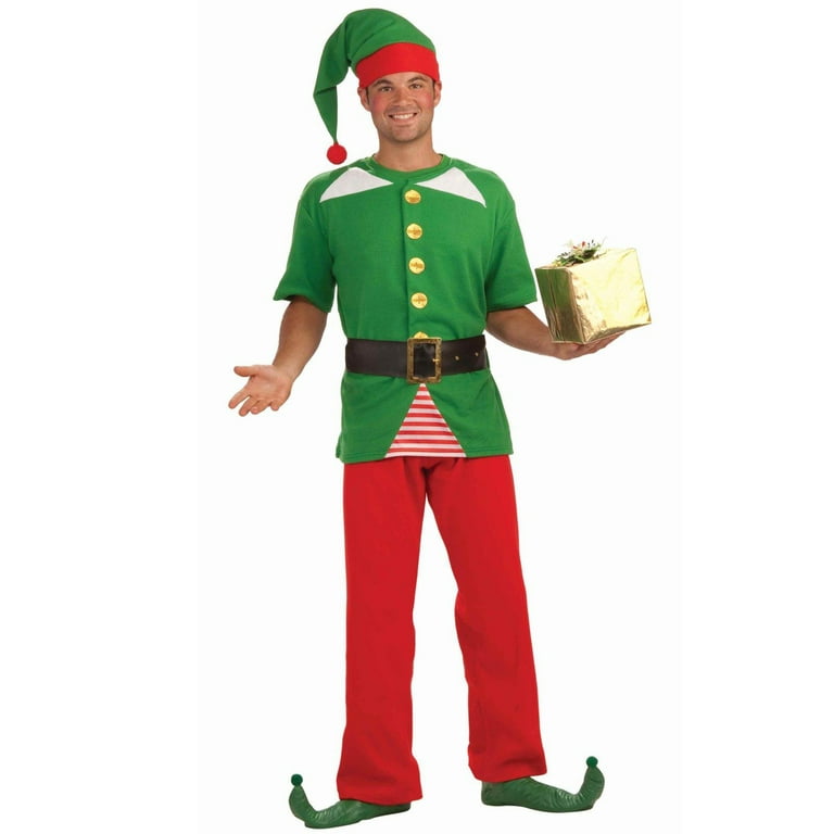 Jolly Elf Adult 4 pce Christmas Costume Santa Helper Std Hat Men