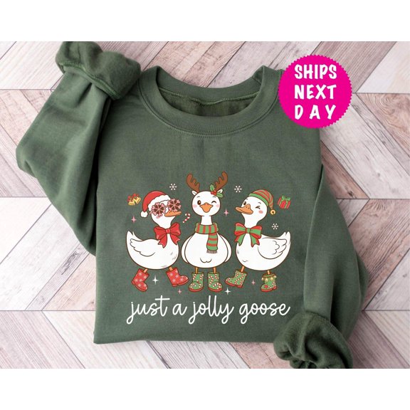 Jolly Goose Christmas Sweatshirt Funny Holiday Sweater, Xmas Gift