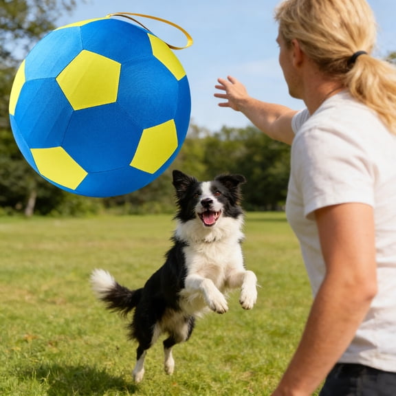 Jolly Herding Ball for Large Dogs & Horses, Heavy Duty Inflatable Exercise Ball with Straps,Outdoor Play Toy for Herding Instinct Training, Suitable for Working Breeds & Livestock(Yellow 9.84")