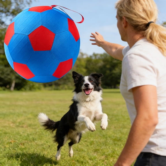 Jolly Herding Ball for Large Dogs & Horses,Heavy Duty Inflatable Exercise Ball with Straps,Outdoor Play Toy for Herding Instinct Training,Suitable for Working Breeds & Livestock(Red 9.84")