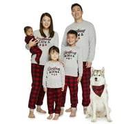 Jolly Jammies Baby and Toddler Unisex Matching Family Pajamas Christmas Crew Long Sleeve Top and Pants, 2-Piece Sleepwear Set