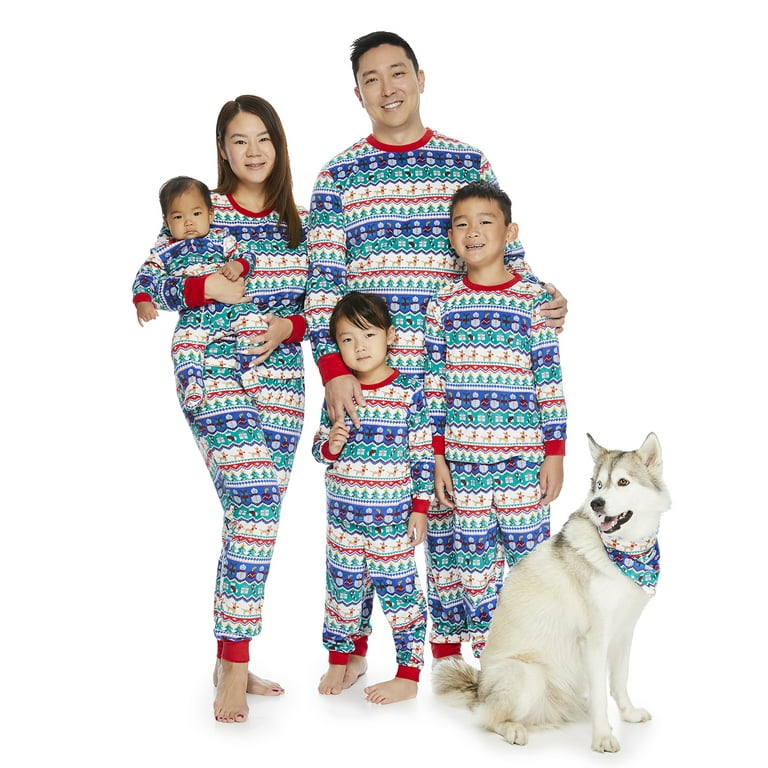 Jolly Jammies Baby and Toddler Unisex Matching Family Pajamas Fair Isle Top  and Pants Set, 2-Piece