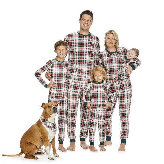 Jolly Jammies Baby and Toddler Unisex Matching Family Pajamas Holiday Plaid Long Sleeve Top and Pants, 2-Piece Sleepwear Set