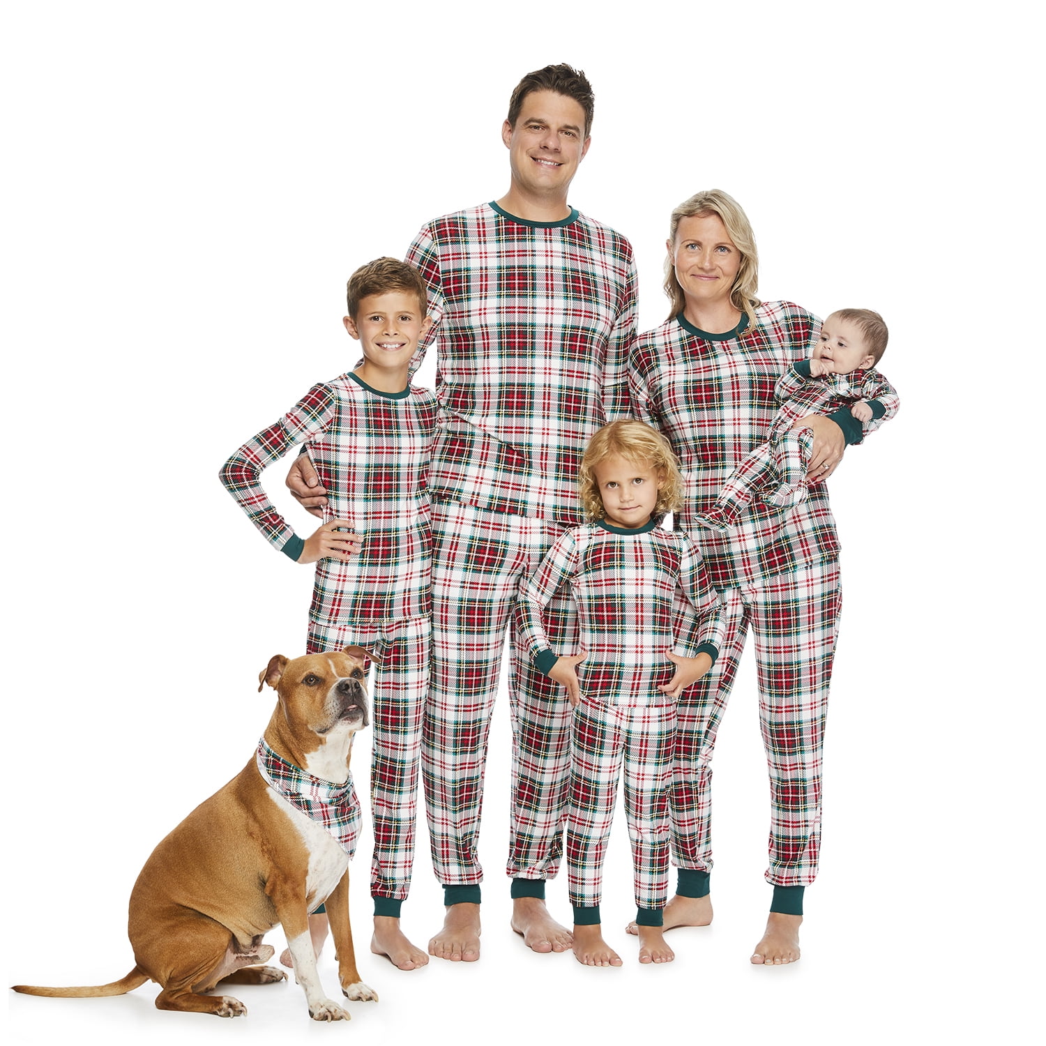 Jolly Jammies Baby and Toddler Unisex Matching Family Pajamas Holiday Plaid Long Sleeve Top and Pants, 2-Piece Sleepwear Set