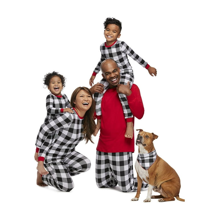 Jolly Jammies Black and White Buffalo Check Matching Family Christmas  Pajama Set 