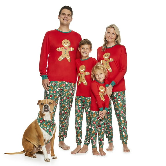 Jolly Jammies Boys and Girls Unisex Gingerbread Matching Family Pajamas Set, 2-Piece, Sizes 6-12
