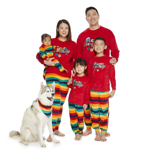 Jolly Jammies Boys and Girls Unisex Merry Everything Matching Family Pajamas Top and Pants Sleepwear Set, 2-Piece