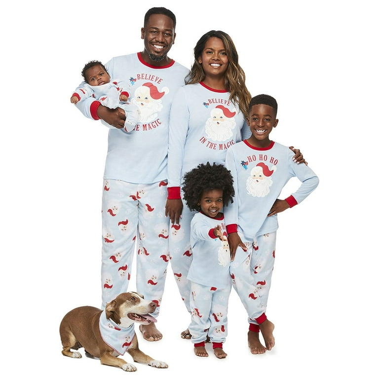 Jolly Jammies Boys and Girls Unisex Vintage Santa Matching Family Pajamas  Set, 2-Piece, Sizes 6-12 