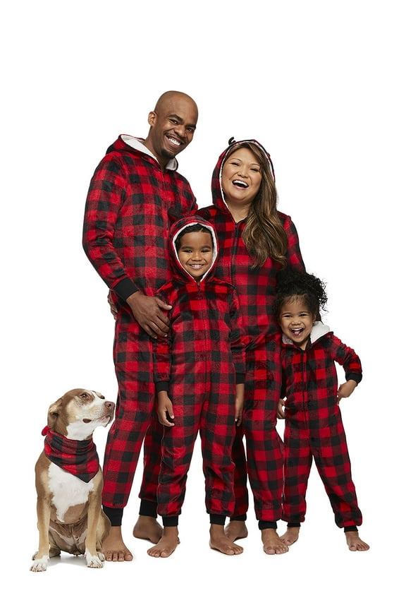 Men's Buffalo Plaid Matching Family Pajamas Union Suit, Sizes S-2X