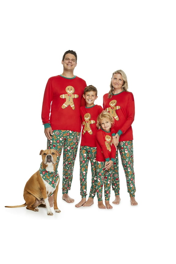 Men's Gingerbread Holiday Matching Family Pajamas Set, 2-Piece, Sizes S-XXL