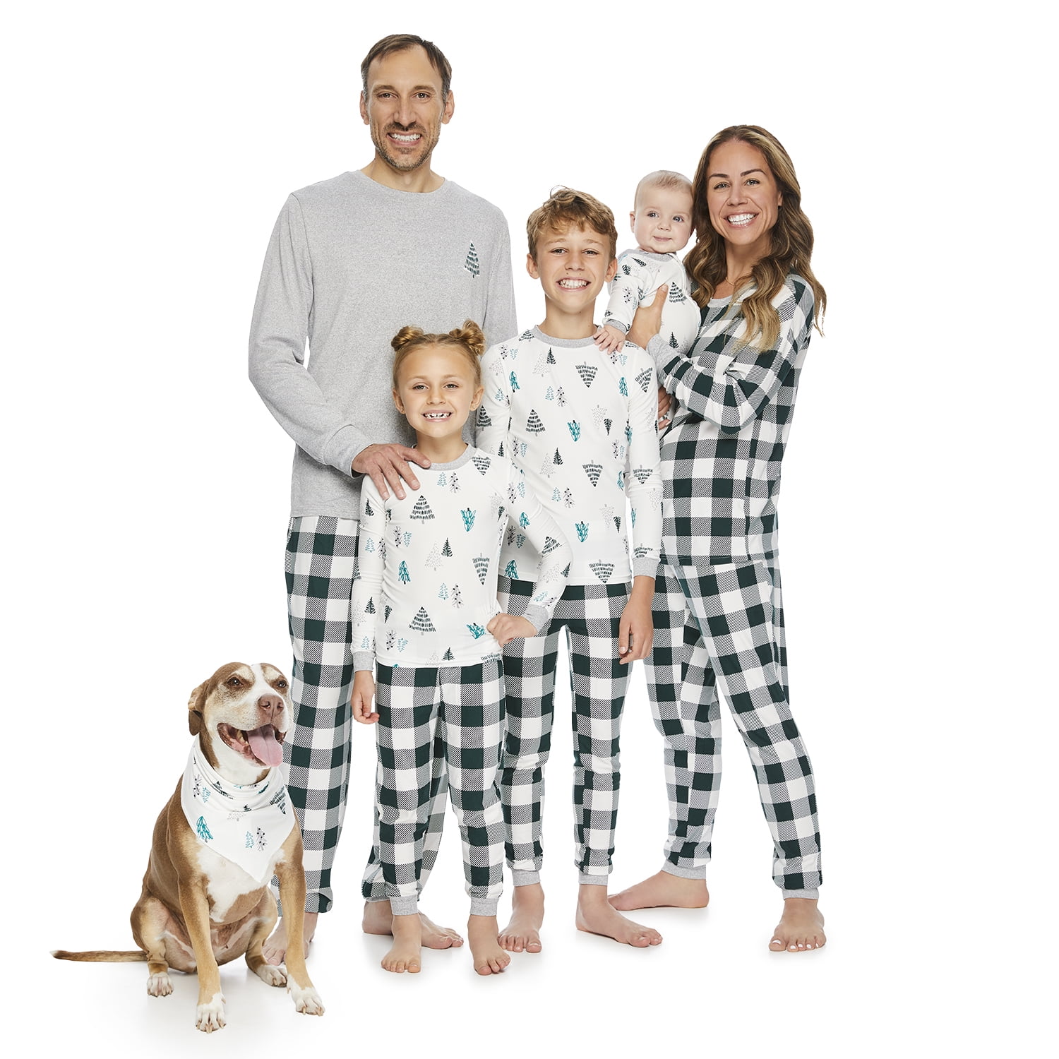 Jolly Jammies Men's Holiday Green Plaid Matching Family Pajamas Set, 2 ...