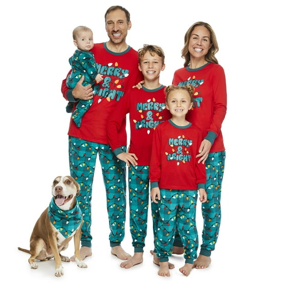 Jolly Jammies Pets Holiday Merry & Bright Matching Family Pajamas Bandana, Sizes XS-2X