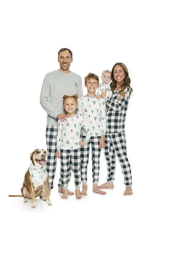 Women’s Holiday Green Plaid Matching Family Pajamas Sleepwear Set, 2-Piece, Sizes S-3X