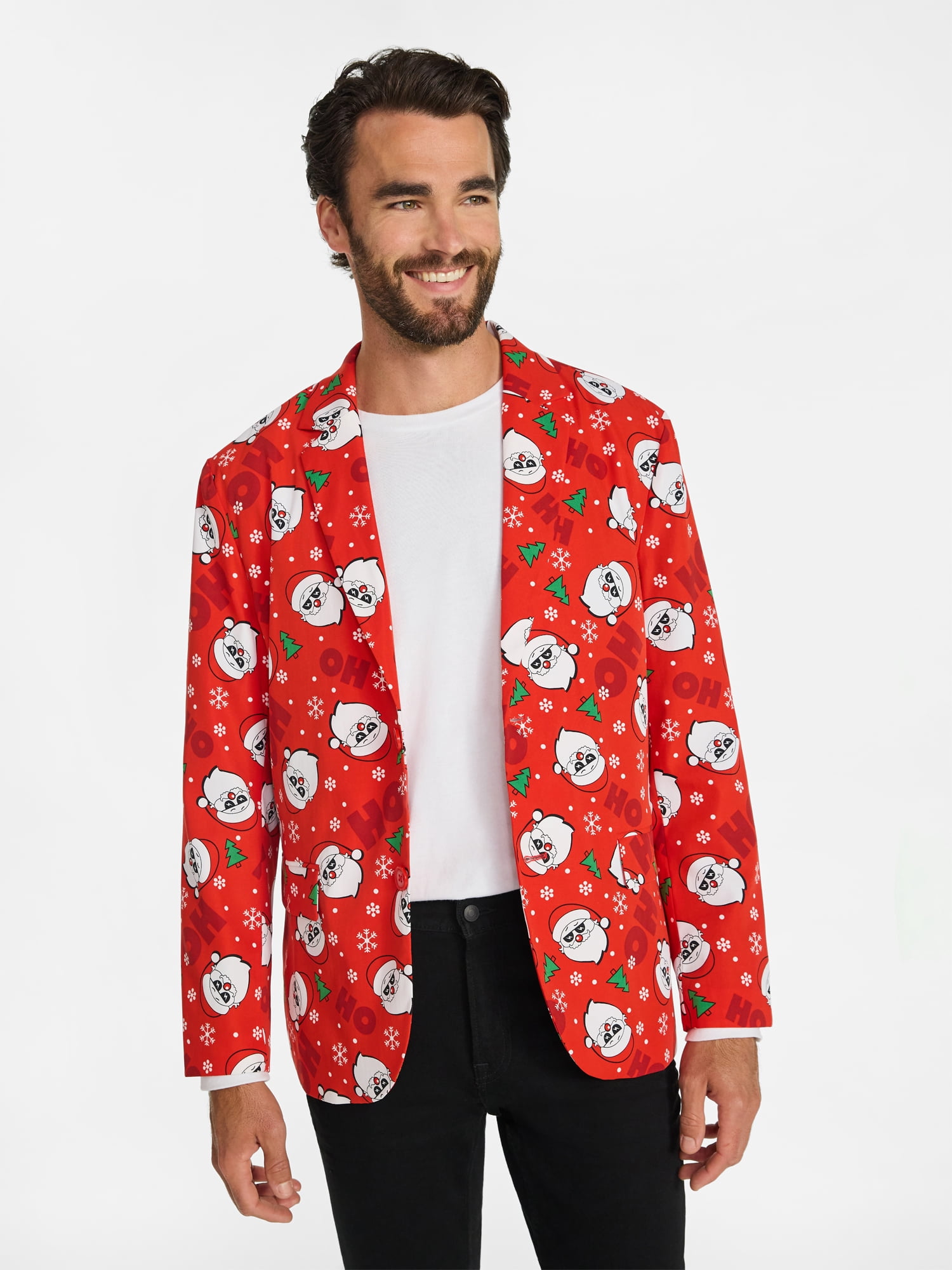 Jolly Knits Men's and Big Men's Christmas Print Blazer, Sizes S-3XL
