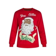 JOLLYKNITS Jolly Knits Men's & Big Men's Crewneck You Gotta Believe Christmas Sweatshirt, Sizes S-3XL