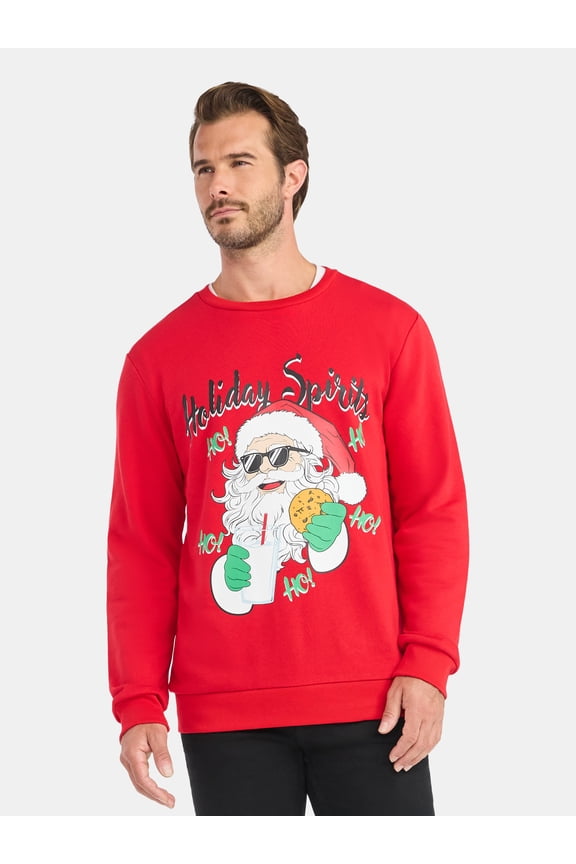 Mens & Big Men's Holiday Christmas Graphic Sweatshirt Holiday Spirits, Sizes S-3XL by Jolly Knits