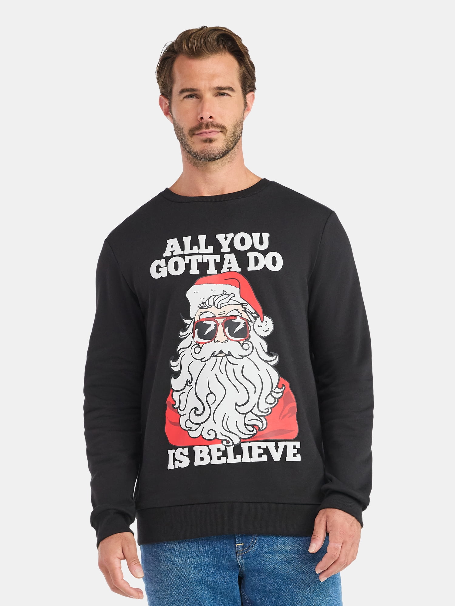 Mens & Big Men's Holiday Christmas Graphic Sweatshirt All You Gotta Do Is Believe, Sizes S-3XL by Jolly Knits