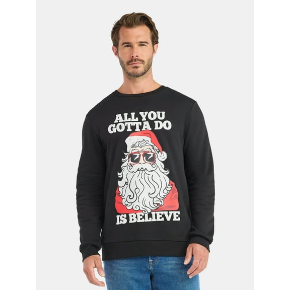 Mens & Big Men's Holiday Christmas Graphic Sweatshirt All You Gotta Do Is Believe, Sizes S-3XL by Jolly Knits