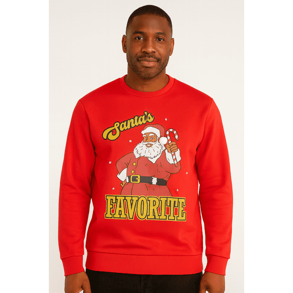Mens & Big Men's Holiday Christmas Graphic Sweatshirt Santa's Favorite, Sizes S-3XL by Jolly Knits