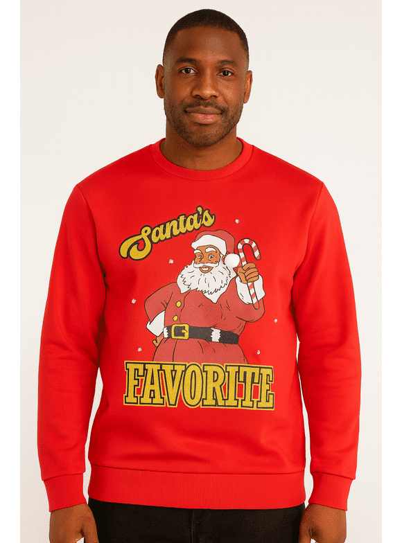 Mens & Big Men's Holiday Christmas Graphic Sweatshirt Santa's Favorite, Sizes S-3XL by Jolly Knits