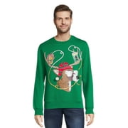 JOLLYKNITS Jolly Knits Men's and Big Men's Ugly Christmas Fleece Sweatshirt with Long Sleeves, Sizes S-3XL