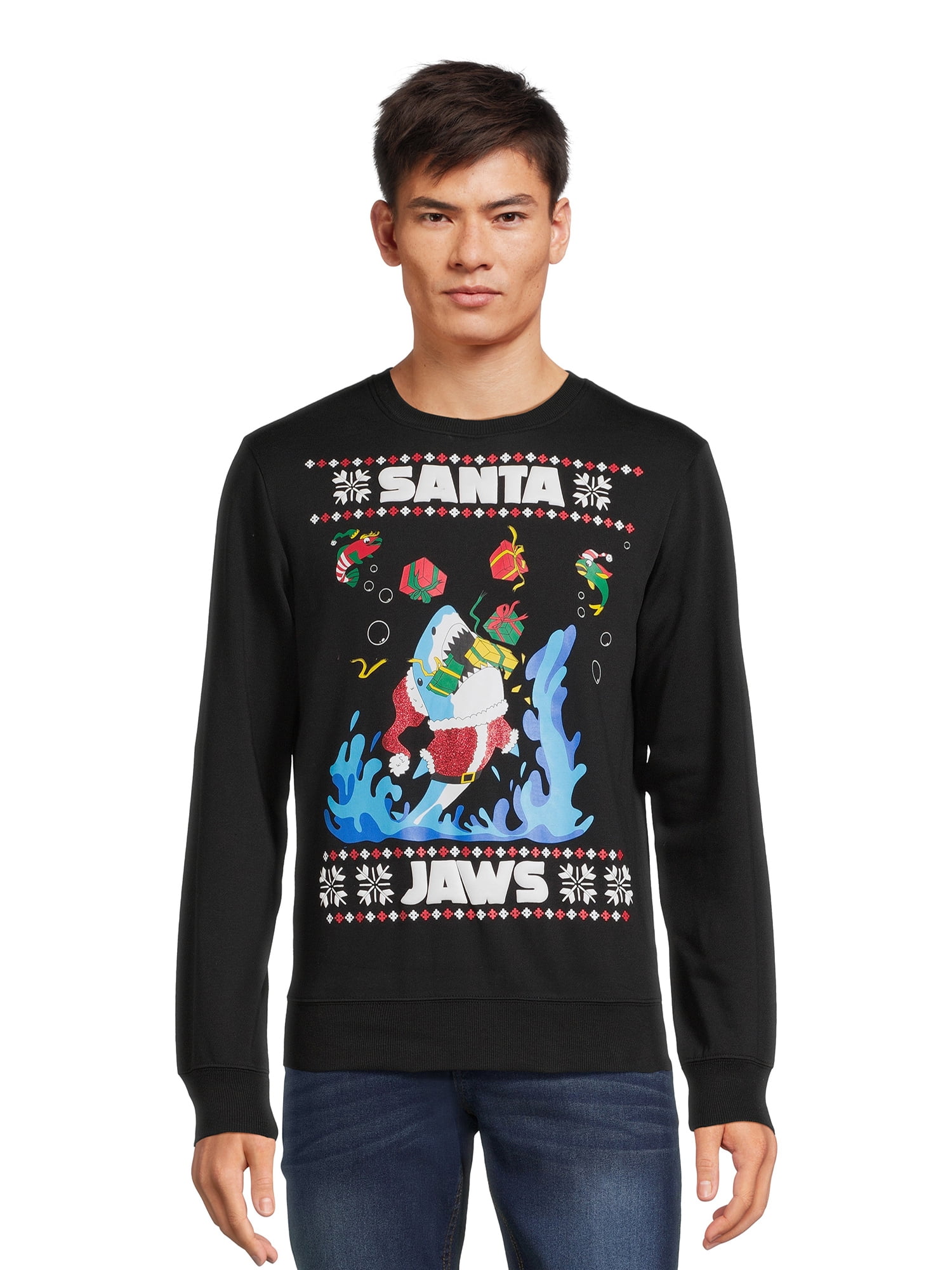Jolly Knits Men's and Big Men's Ugly Christmas Fleece Sweatshirt with ...