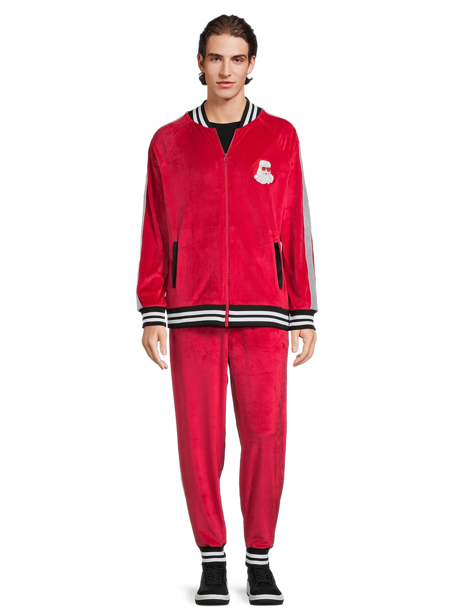 Jolly Knits Men's and Big Men's Velour Christmas Tracksuit