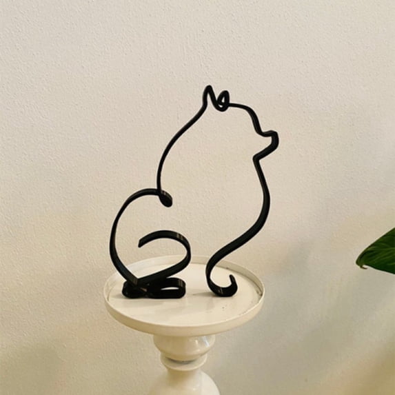 Jolly Metal Dog Minimalist Art Wall Sculpture, Abstract Metal Wire Geometric Dog Line Drawing Art Statue, Metal Dog Wall Decor Minimalist Living Room Wall Decor