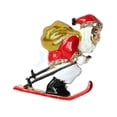 thumbnail image 1 of Jolly Old Santa Claus Brooch on Snow Skis Hand-Painted With Crystals Stones MAX-012, 1 of 3