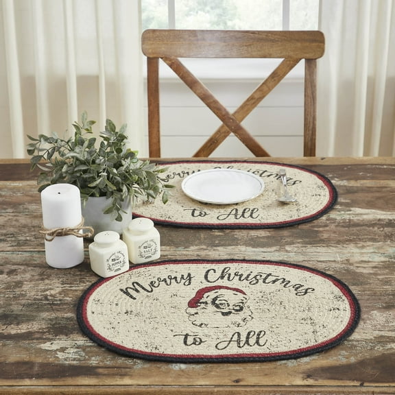 VHC Brands Jolly Ole Santa Jute Oval Placemat 13x19