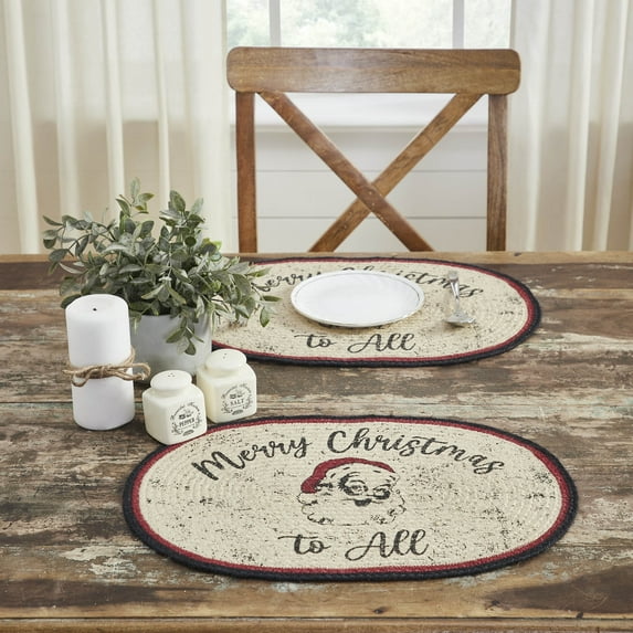 VHC Brands Jolly Ole Santa Jute Oval Placemat 13x19