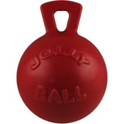 Jolly Pet Mini Tug n Toss Interactive Ball Dog Toy, 4", Red