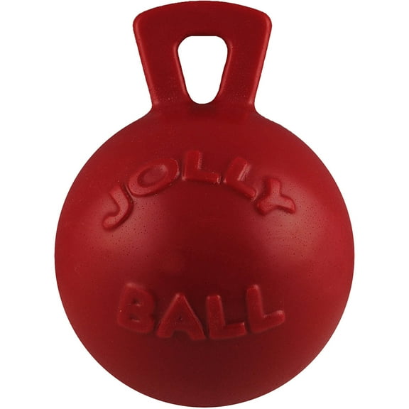 Jolly Pet Mini Tug n Toss Interactive Ball Dog Toy, 4", Red