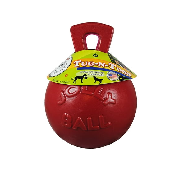 Jolly Pets Mini Tug n Toss Ball Dog Toy, 4", Red
