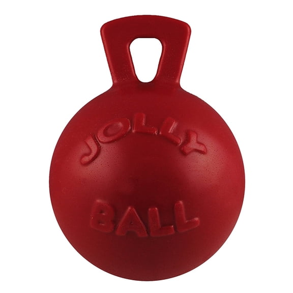 Jolly Pets Tug-N-Toss 6 inch Red  Rubber Ball with Handle Chew Toy for Dogs