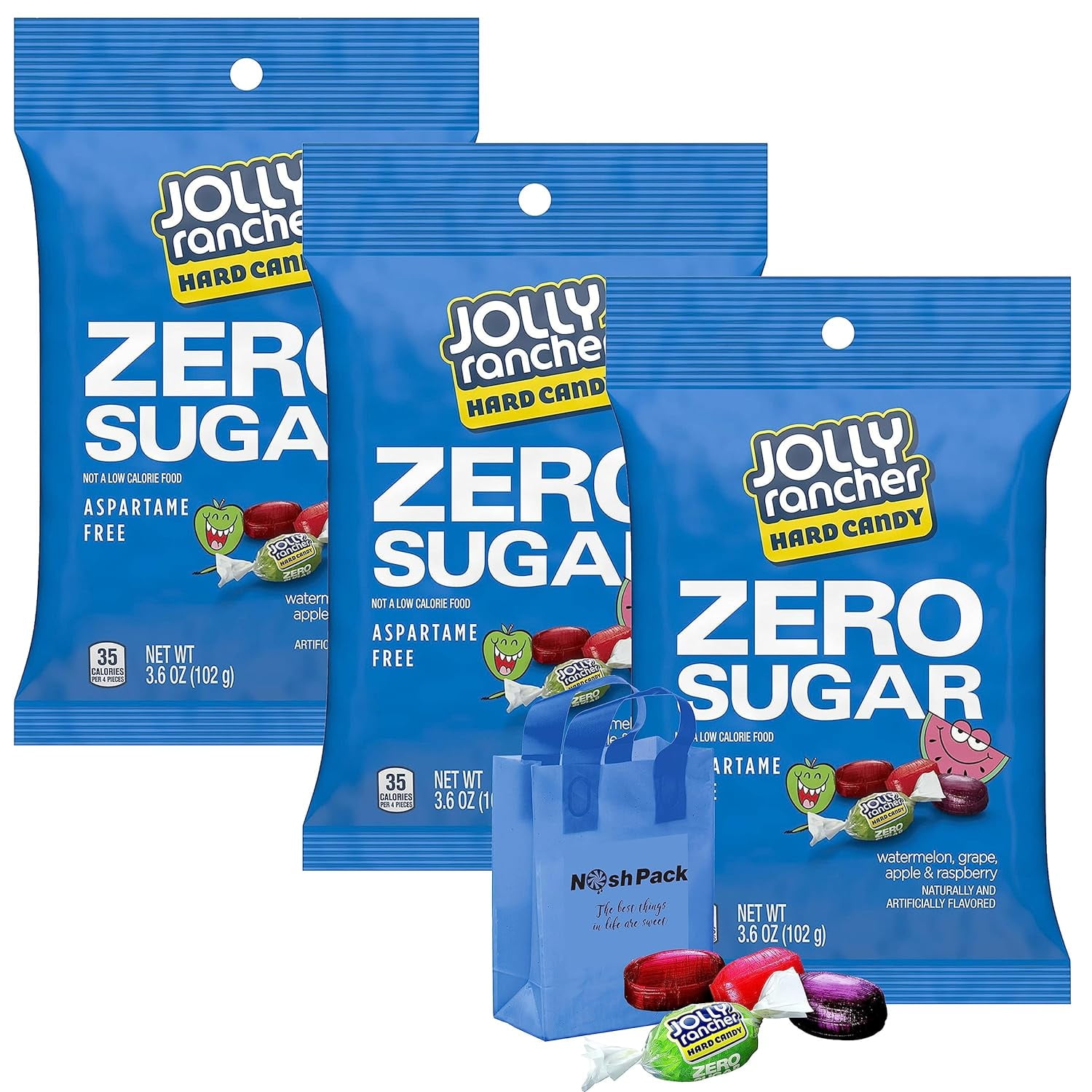 Jolly Ranch Sugar Hard Cy, No Sugar Bulk Cy, Individually Wrapped 3.6 Ounce Bags, Tropical