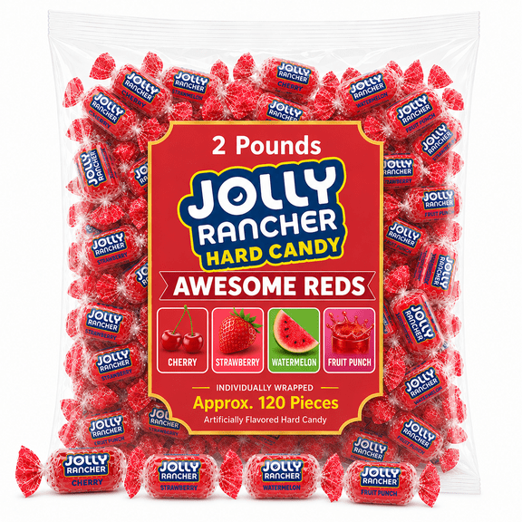 Jolly Rancher Awesome Reds Assorted Fruit Flavored, Individually Wrapped, Bulk Hard Candy (2 Pounds)
