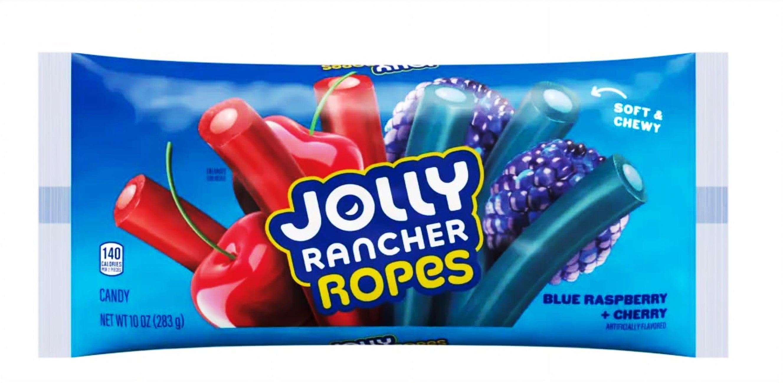 Jolly Rancher Blue Raspberry & Cherry Flavored Gummy Ropes, 283g/9.9 oz ...