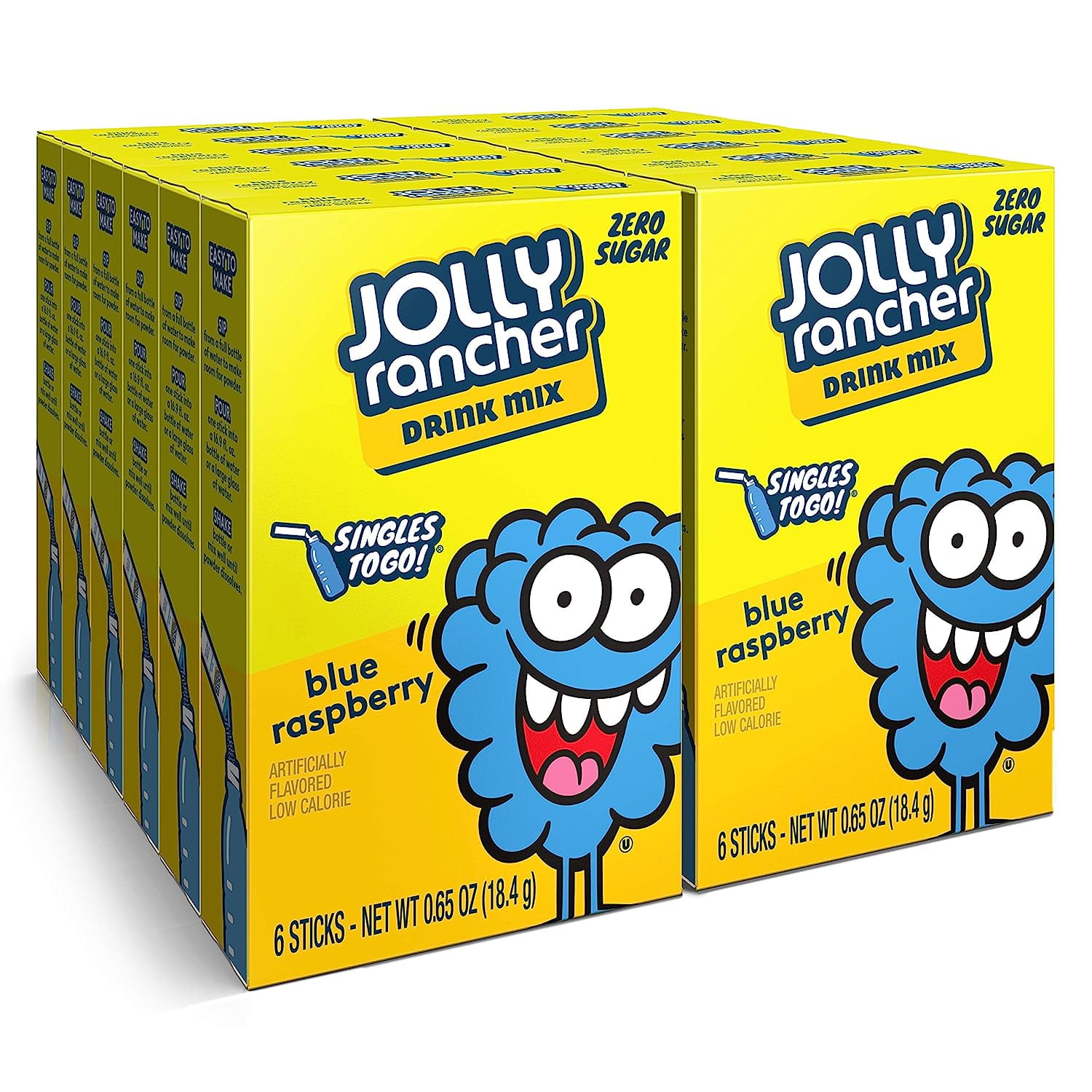 Jolly Rancher Blue Raspberry Singles To Go Drink Mix, 0.65 oz, 6 CT (Pack12)