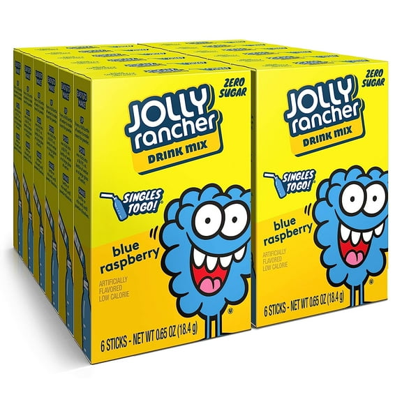 Jolly Rancher Blue Raspberry Singles To Go Drink Mix, 0.65 oz, 6 CT (Pack-12)