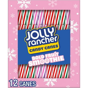 Jolly Rancher Bold Fruit Smoothie Flavored Christmas Candy Canes, Box 5.28 oz, 12 Pieces