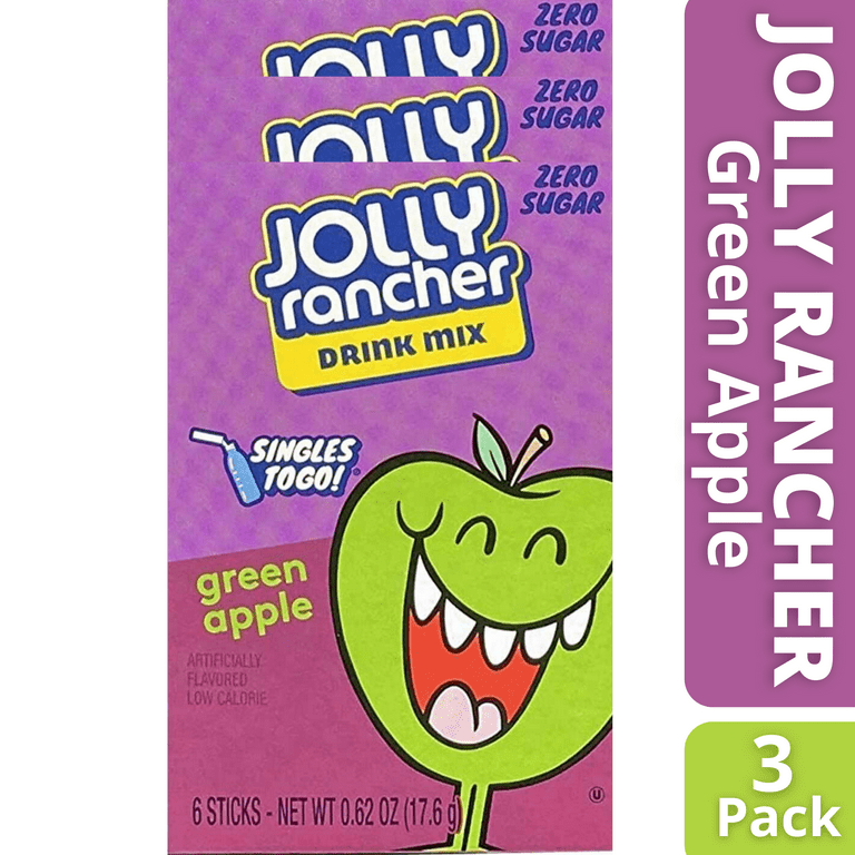 Jolly Rancher Green Apple Drink Mix, Sugar Free, 6 Packets per Box