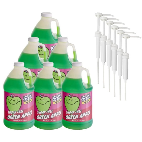 Jolly Rancher Green Apple Slushy Syrup 5:1 Bulk Food Service Concentrate-64 oz BONUS PUMPS