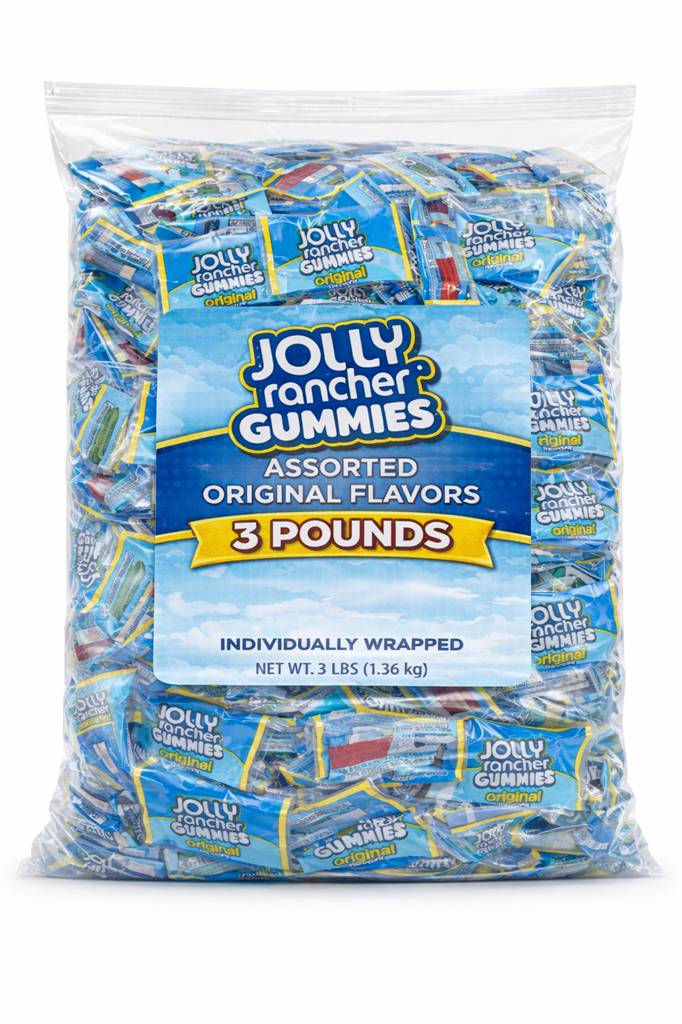Jolly Rancher Gummies Assorted Fruit Flavored, Bulk Fun Size Candy (3 Pounds)